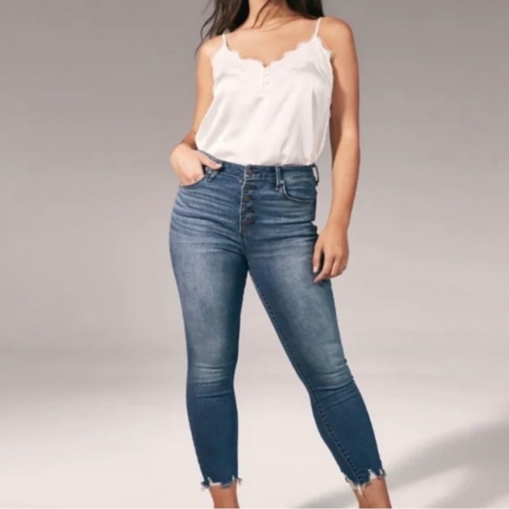 Abercrombie and Fitch High Rise Super Skinny Ankle Jeans High-Waisted Jeans